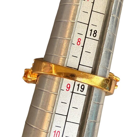 Gold-Tone Stainless Steel Ring Citrine Gemstones 316L SS Size 9